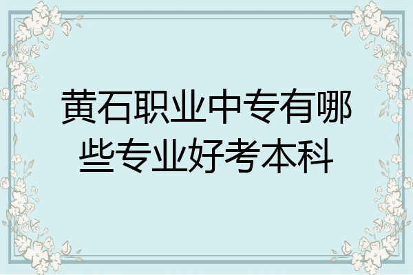 黄石职业中专有哪些专业好考本科