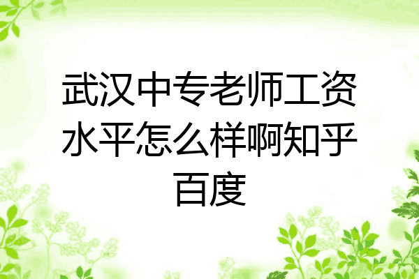 武汉中专老师工资水平怎么样啊知乎百度