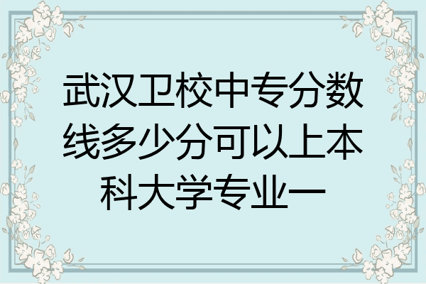 武汉卫校中专分数线多少分可以上本科大学专业一