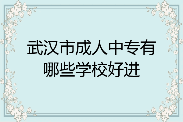 武汉市成人中专有哪些学校好进