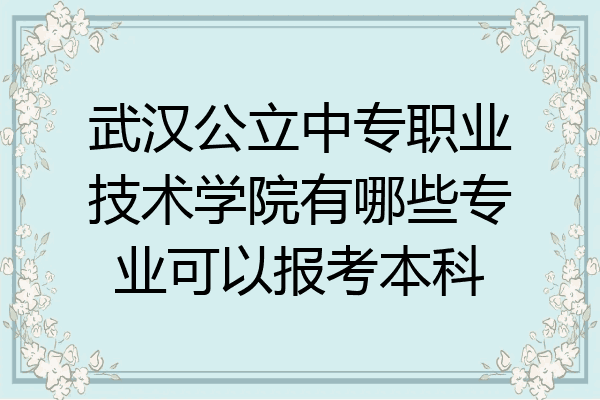 武汉公立中专职业技术学院有哪些专业可以报考本科