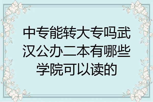 中专能转大专吗武汉公办二本有哪些学院可以读的