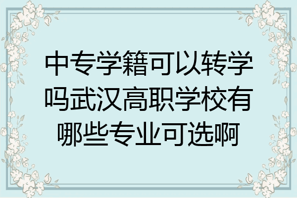 中专学籍可以转学吗武汉高职学校有哪些专业可选啊