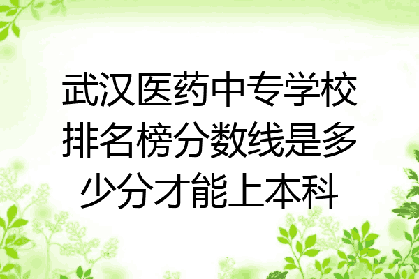武汉医药中专学校排名榜分数线是多少分才能上本科