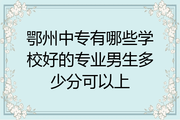鄂州中专有哪些学校好的专业男生多少分可以上