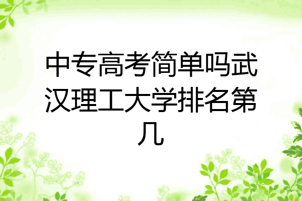 中专高考简单吗武汉理工大学排名第几