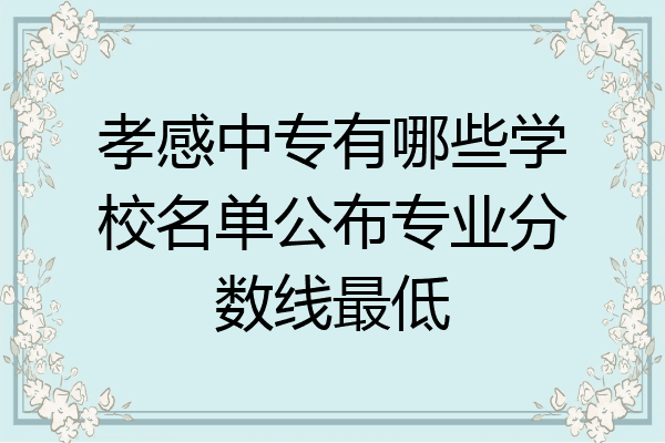 孝感中专有哪些学校名单公布专业分数线最低