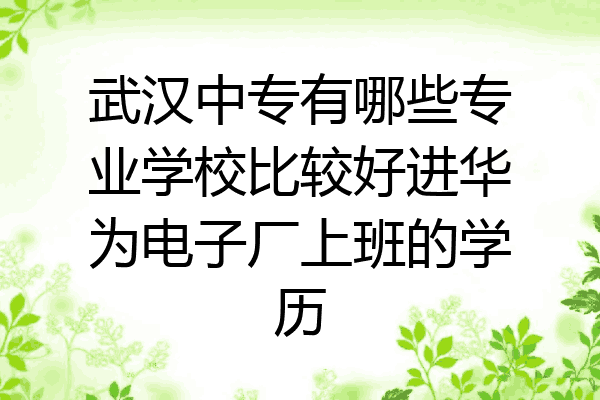 武汉中专有哪些专业学校比较好进华为电子厂上班的学历
