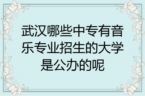 武汉哪些中专有音乐专业招生的大学是公办的呢
