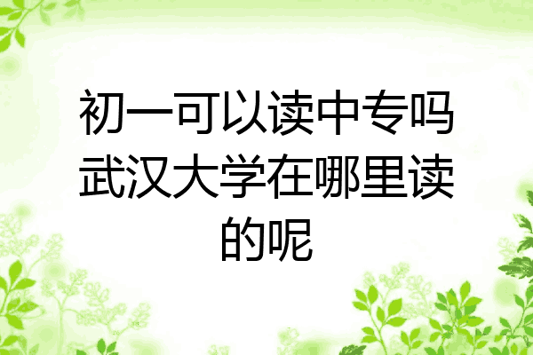 初一可以读中专吗武汉大学在哪里读的呢