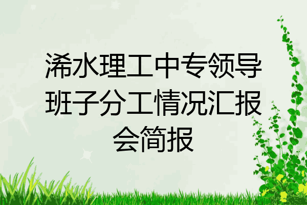 浠水理工中专领导班子分工情况汇报会简报