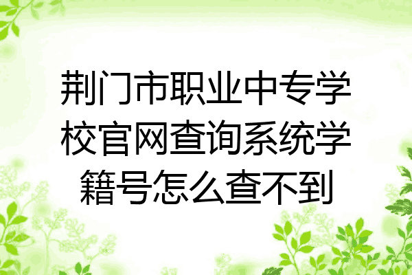 荆门市职业中专学校官网查询系统学籍号怎么查不到