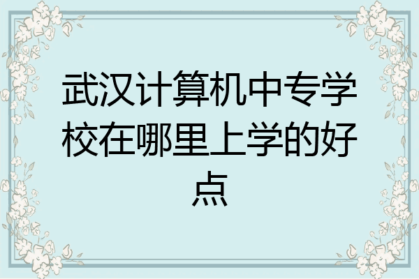 武汉计算机中专学校在哪里上学的好点