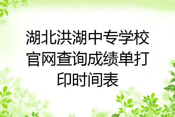 湖北洪湖中专学校官网查询成绩单打印时间表