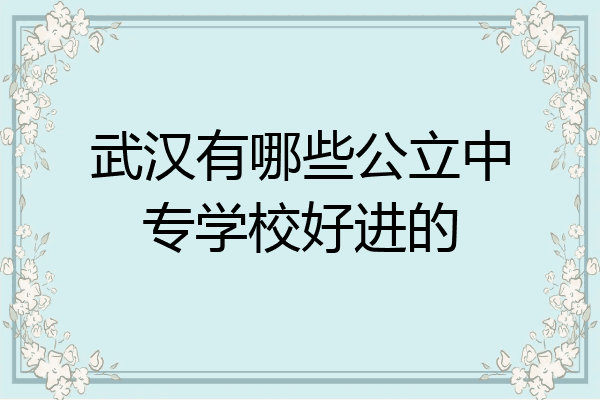 武汉有哪些公立中专学校好进的