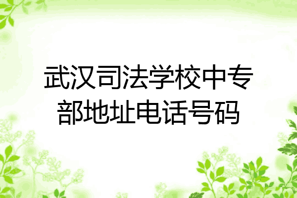 武汉司法学校中专部地址电话号码