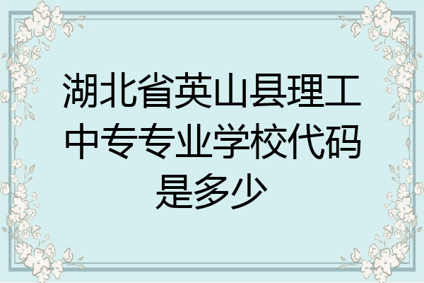 湖北省英山县理工中专专业学校代码是多少