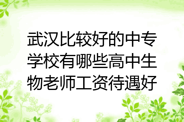 武汉比较好的中专学校有哪些高中生物老师工资待遇好