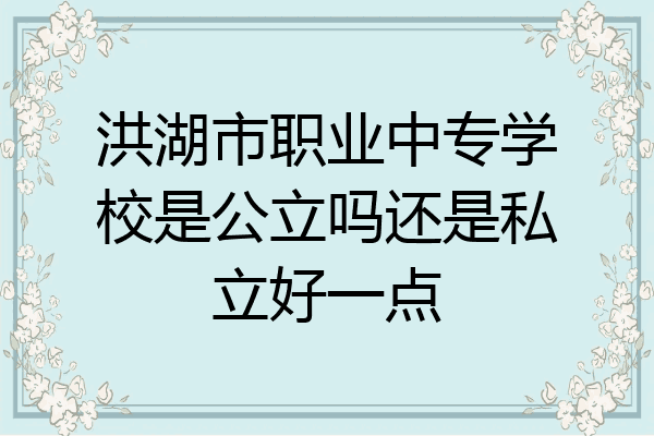 洪湖市职业中专学校是公立吗还是私立好一点