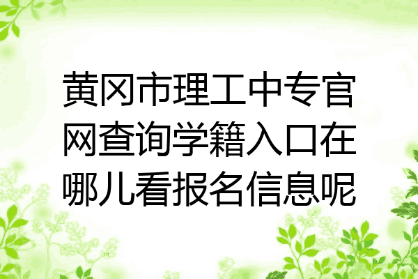 黄冈市理工中专官网查询学籍入口在哪儿看报名信息呢