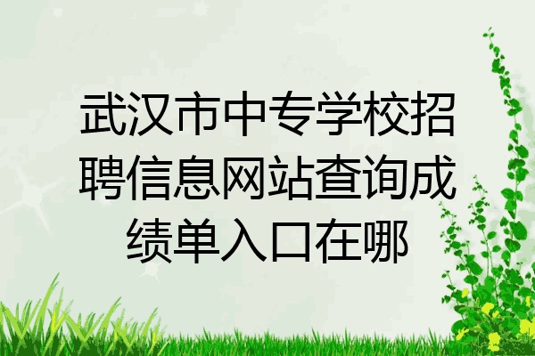 武汉市中专学校招聘信息网站查询成绩单入口在哪