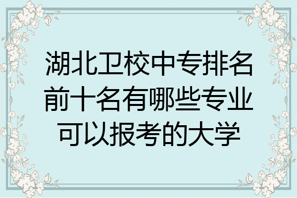 湖北卫校中专排名前十名有哪些专业可以报考的大学