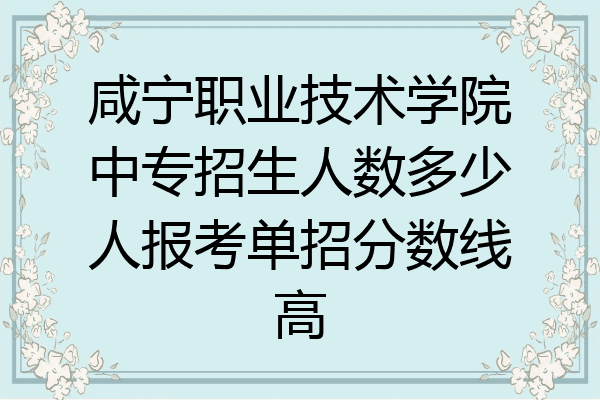 咸宁职业技术学院中专招生人数多少人报考单招分数线高