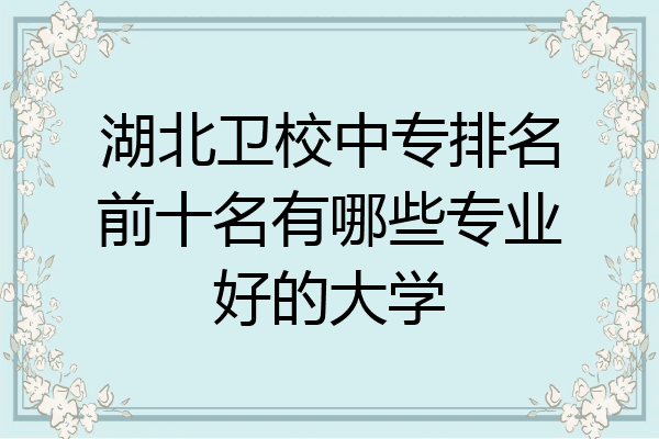 湖北卫校中专排名前十名有哪些专业好的大学
