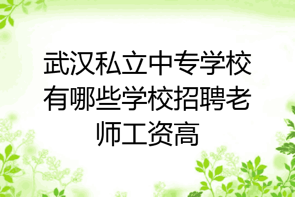 武汉私立中专学校有哪些学校招聘老师工资高