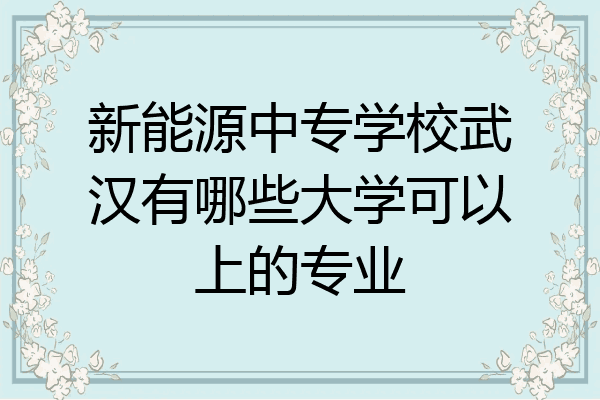 新能源中专学校武汉有哪些大学可以上的专业