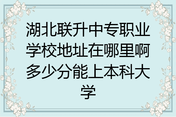 湖北联升中专职业学校地址在哪里啊多少分能上本科大学