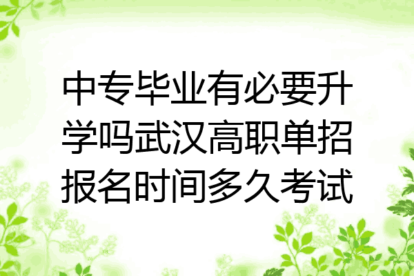 中专毕业有必要升学吗武汉高职单招报名时间多久考试