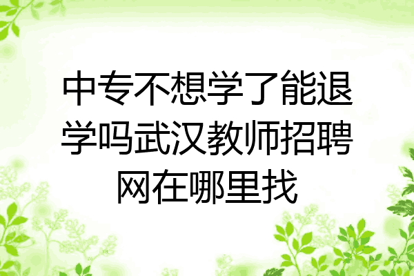 中专不想学了能退学吗武汉教师招聘网在哪里找