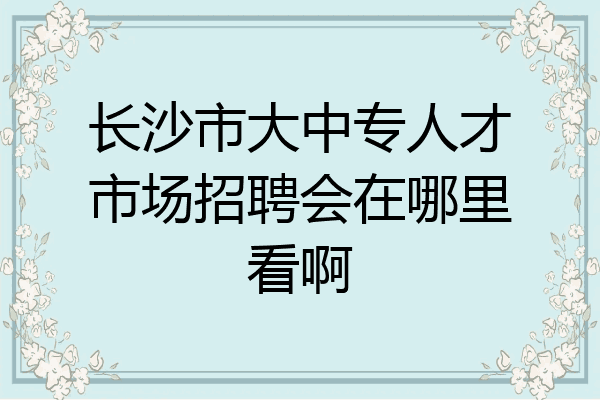 长沙市大中专人才市场招聘会在哪里看啊