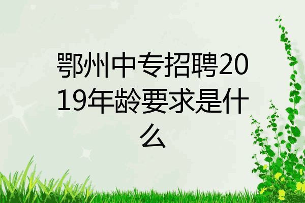 鄂州中专招聘2019年龄要求是什么