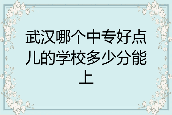 武汉哪个中专好点儿的学校多少分能上