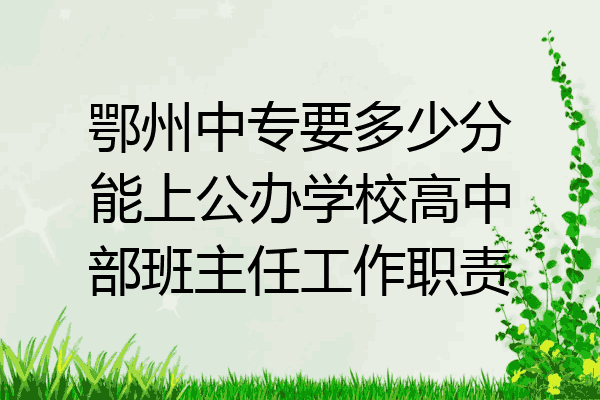 鄂州中专要多少分能上公办学校高中部班主任工作职责