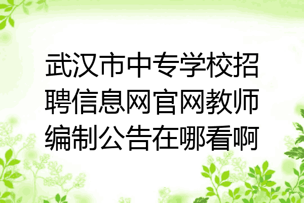 武汉市中专学校招聘信息网官网教师编制公告在哪看啊