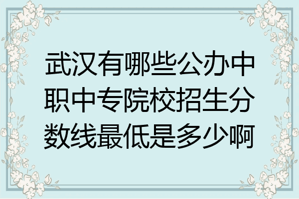 武汉有哪些公办中职中专院校招生分数线最低是多少啊