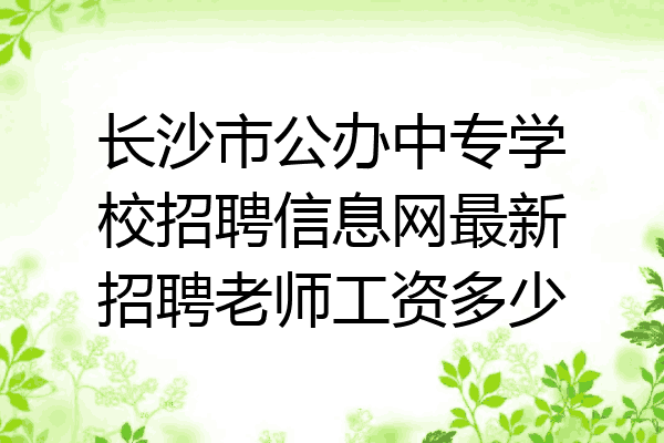 长沙市公办中专学校招聘信息网最新招聘老师工资多少
