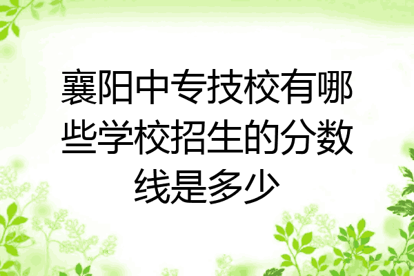 襄阳中专技校有哪些学校招生的分数线是多少