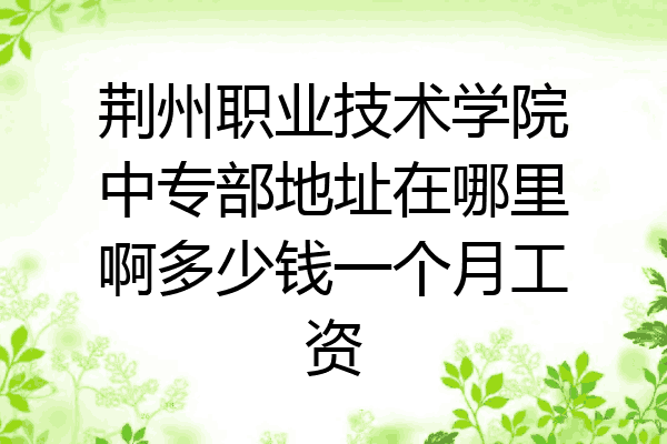 荆州职业技术学院中专部地址在哪里啊多少钱一个月工资