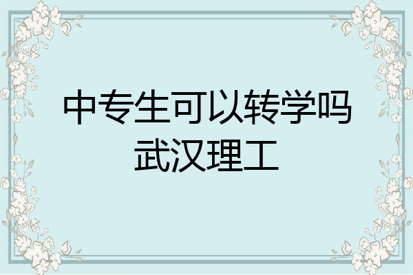 中专生可以转学吗武汉理工