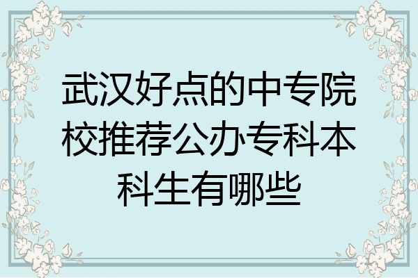 武汉好点的中专院校推荐公办专科本科生有哪些