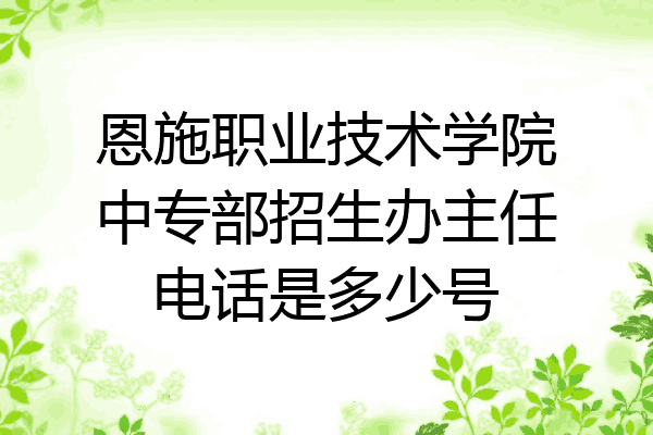恩施职业技术学院中专部招生办主任电话是多少号