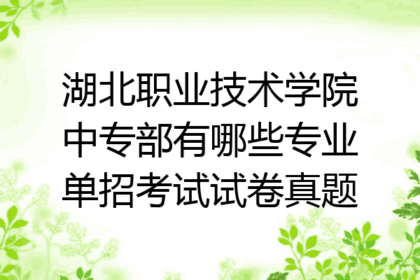 湖北职业技术学院中专部有哪些专业单招考试试卷真题