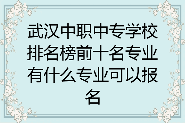 武汉中职中专学校排名榜前十名专业有什么专业可以报名