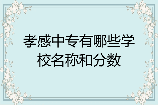 孝感中专有哪些学校名称和分数