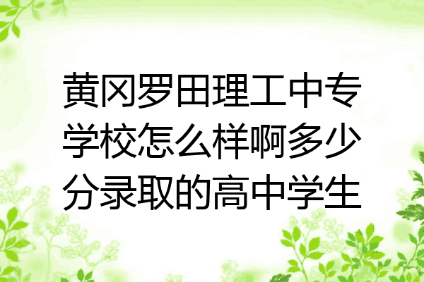 黄冈罗田理工中专学校怎么样啊多少分录取的高中学生