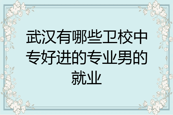 武汉有哪些卫校中专好进的专业男的就业